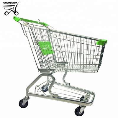 Unfolding Supermarket Metal Escalator Wheels Shopping Trolley With Child Seat