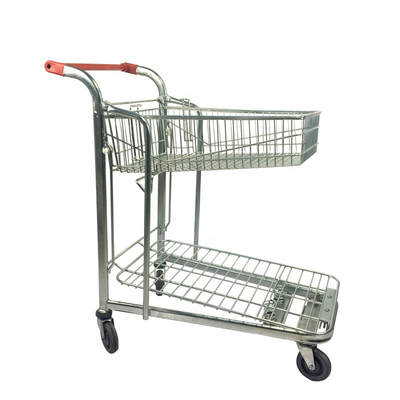 Durable Supermarket Warehouse Cargo Metal Luggage Hand Push Transport Trolley